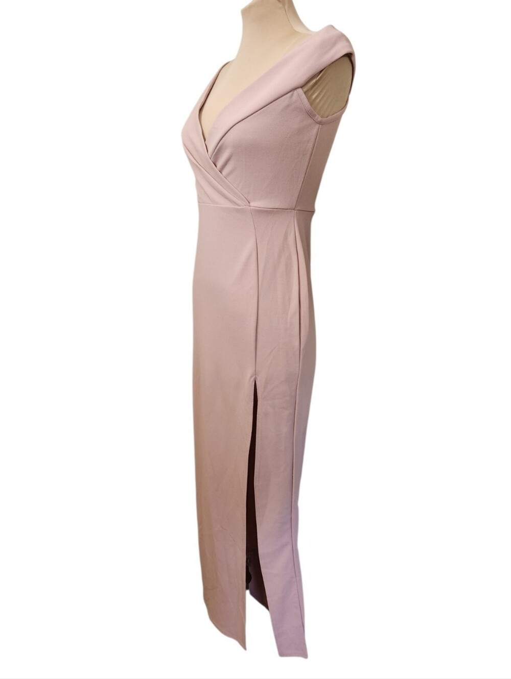 NASTY GAL Rose Off The Shoulder High Slit Midi Dress - Size 8 - Picture 8 of 16